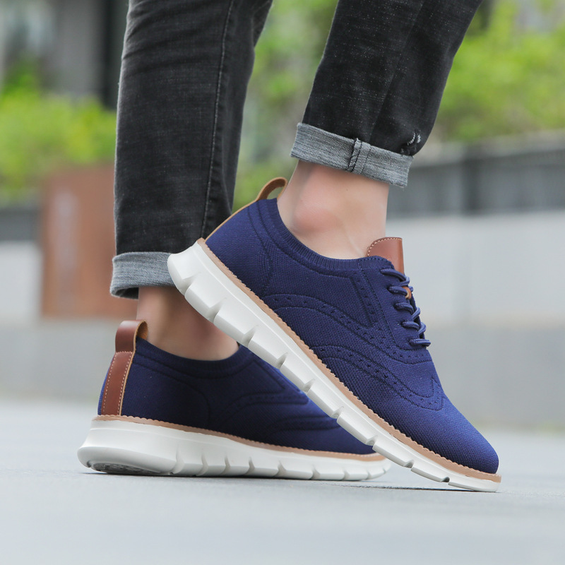 Men's Mesh Shoes Summer Mesh Shoes Breathable Casual Shoes Young Lazy Shoes Men's Brock Flying Woven Leather Shoes for Men
