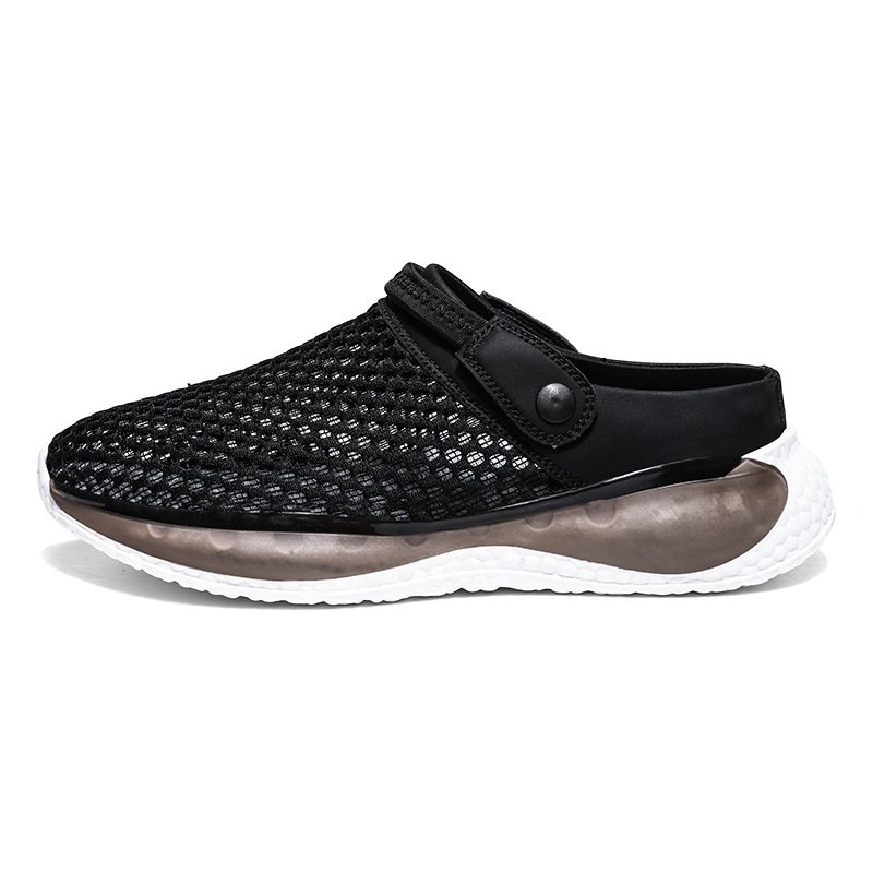 2024 New Summer Men's Outwear Slip-on Feeling Baotou Half Slip-on Sandals Non-slip Sports Hollow Beach Hole Shoes