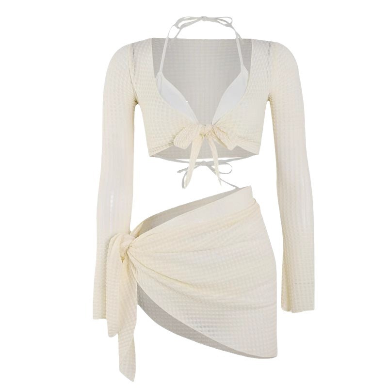 Women's bikini swimsuit 2024 new four-piece suit high-grade white sexy split vacation hot spring European and American swimsuit