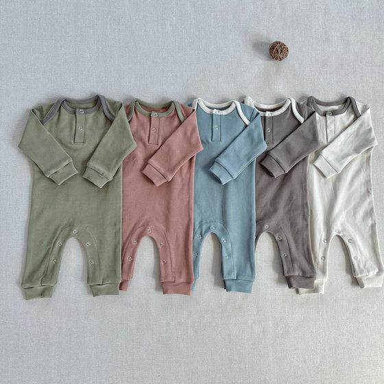 One Piece Free Shipping Baby Long-Sleeved Jumpsuit Spring and Autumn Baby Cotton Soft Climbing Wear Newborn Warm Home Pajamas