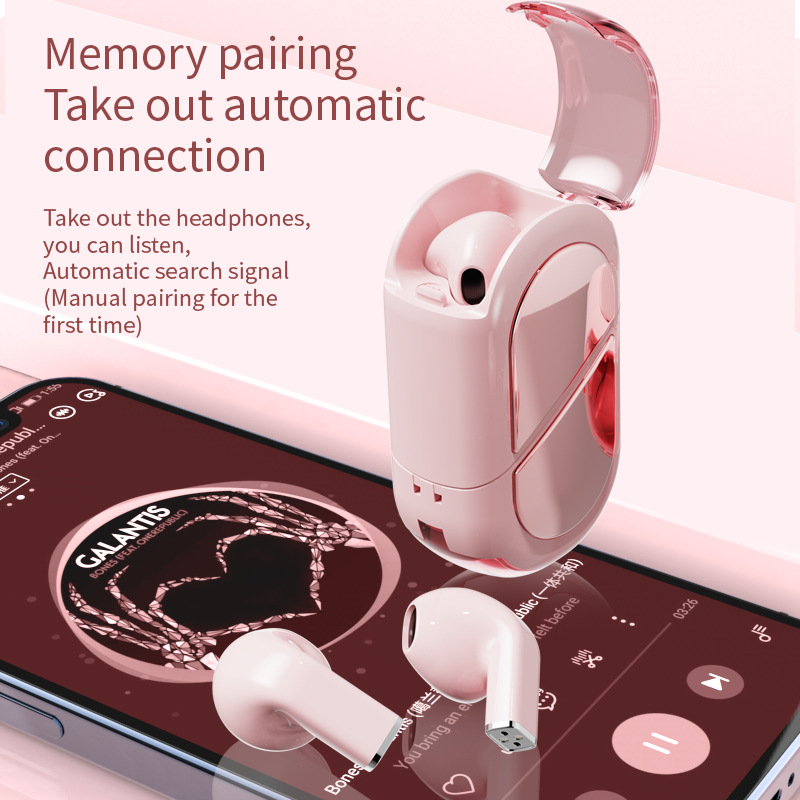 Creative Rotatable K520 Bluetooth Headset Love TWS 5.3 Wireless Headset Deformable Female Headset