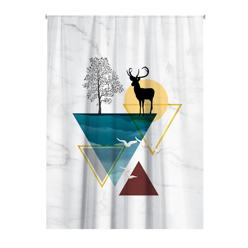 Manufacturers cross-border direct supply of gold series home digital printing non-perforated toilet partition curtain shower curtain
