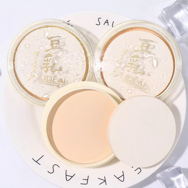 Lingpian Soymilk Powder Cake Female Student Cheap Price Oil Control Makeup Durable Skin Milling White Cake Invisible Pore Dry and Wet Dual Use