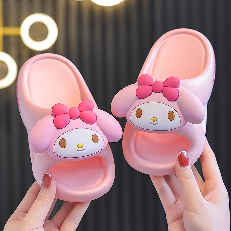 Genuine Sanrio Children's Slippers Girls' Indoor Home Odor Deodorant Non-Slip Kulomi melody One-Word Slippers for Boys