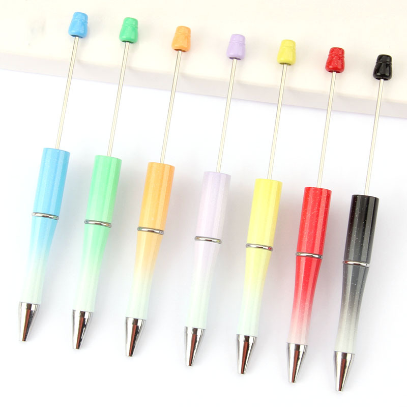 Plastic beaded ballpoint pen gradient color multi-functional creative cute fresh creative pen