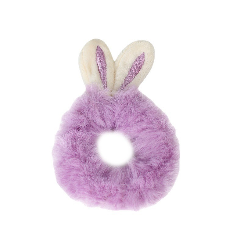 Autumn and Winter Rabbit Ears Children's Plush Cute Hair Ring Girls' Baby Tie Double Ponytail Hair Rope Does Not Hit Hair Rubber Band Hair Accessories