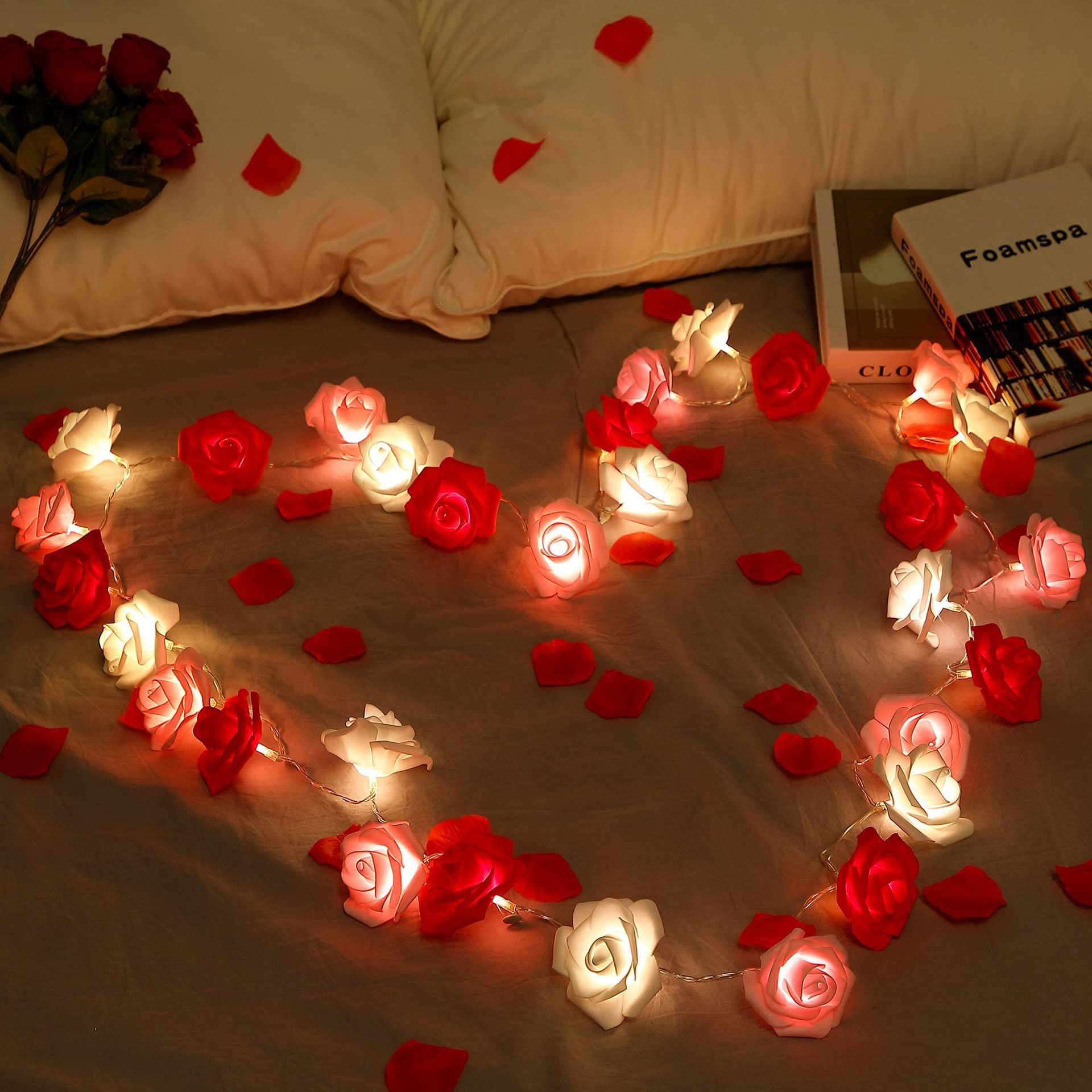 520LED rose flower lamp string wholesale simulation foam flower Valentine's Day wedding decoration factory lights