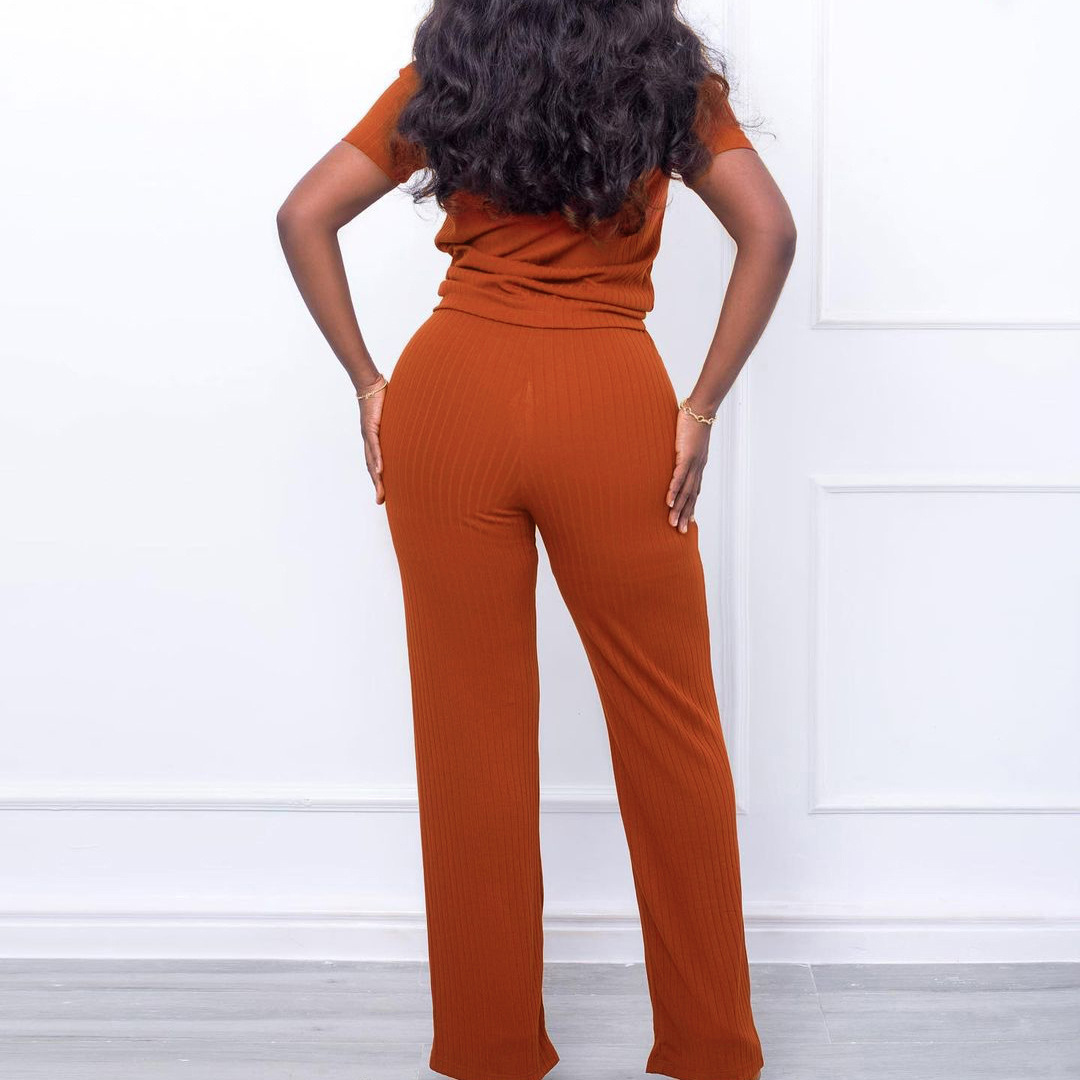 D277 cross-border source Amazon 2022 summer new solid color pit casual fashion suit Europe and the United States two-piece suit