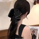 Black Rhinestone Edge Satin Ribbon Hairpin