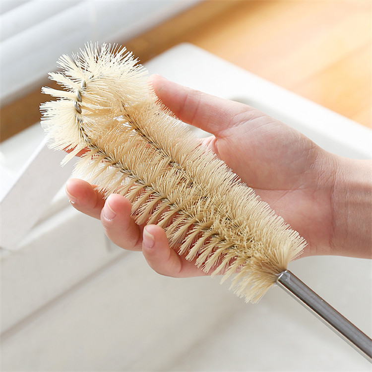 Household lengthened wooden handle Cup brush baby bottle brush nylon kitchen glass vacuum cup long handle cleaning Cup brush