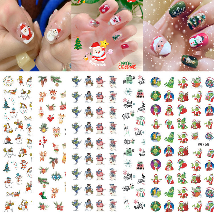 New Christmas Nail Stickers Winter Snowflakes Santa Claus Christmas Nail Stickers WG747-771