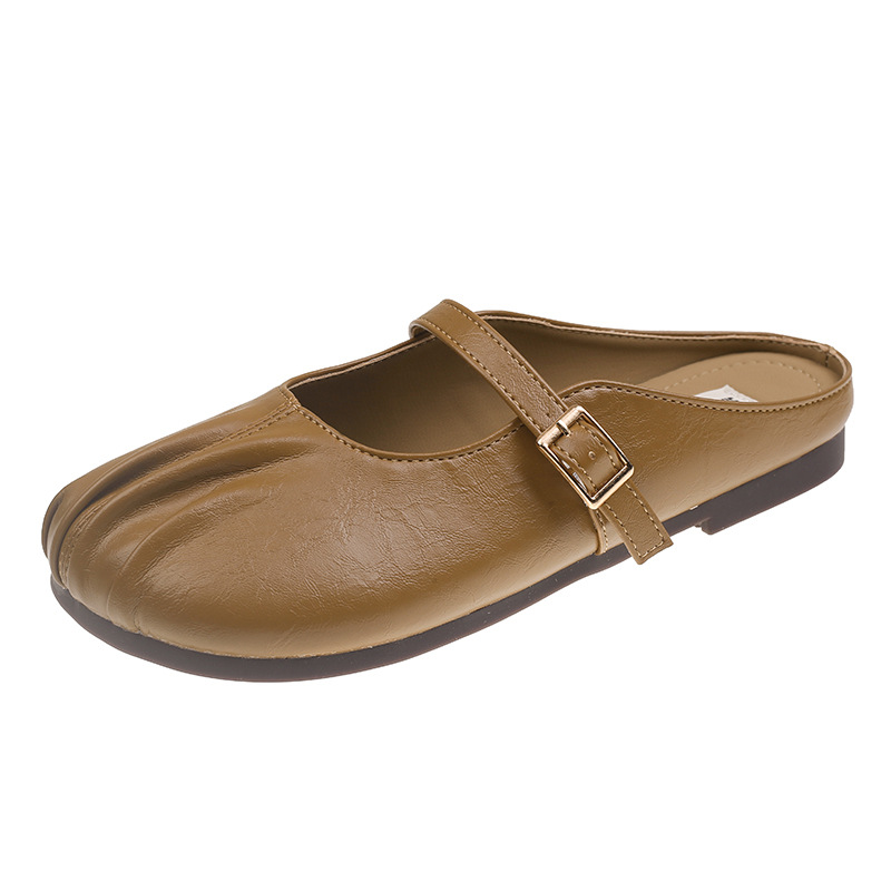 Baotou Half Slippers Women's Outer Wear 2023 Summer New Flat Casual Pregnant Women's Lazy Shoes Mueller Shoes Half Slippers