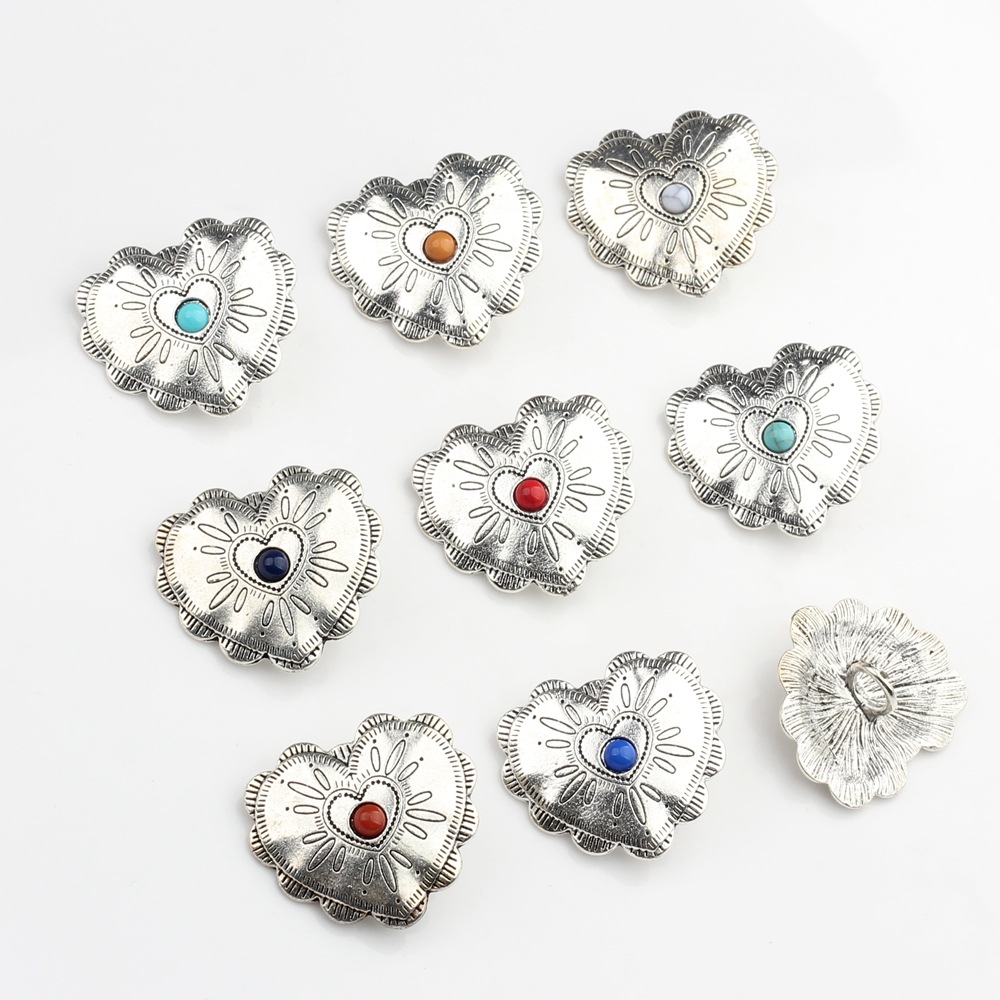 Vintage alloy button ancient silver love lace hair buckle jewelry accessories diy jewelry accessories material wholesale