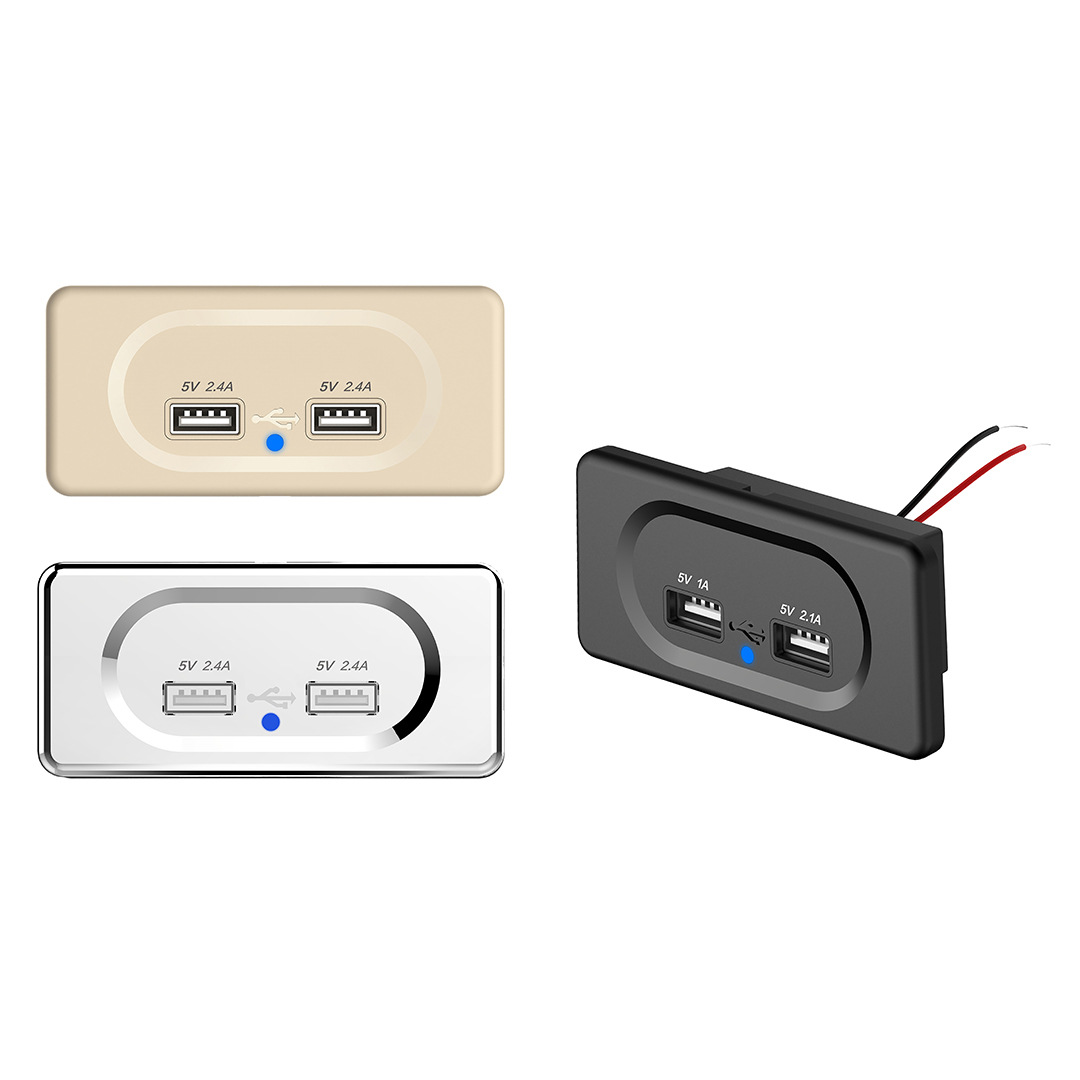 Car RV caravan modified car charger external fixed double hole double USB car charger wholesale