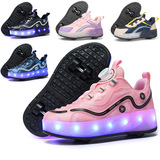 Cross-border foreign trade heloo shoes for men and women four-wheel primary and secondary school students pulley shoes LED luminous lamp automatic roller skating children