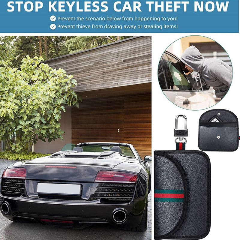In stock car key signal blocking bag 2 pack Faraday keyless entry RFID anti-theft key case gift box