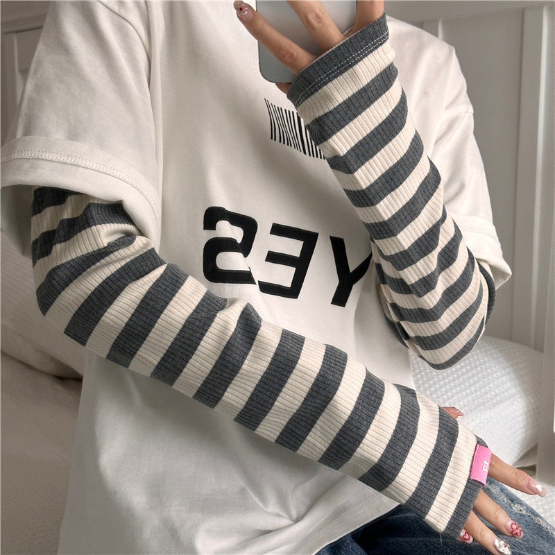Blue Sun Protection Sleeves Loose Sunshade Summer Driving Riding Stripe UV Protection Stripe Ice Sleeve 2023 New