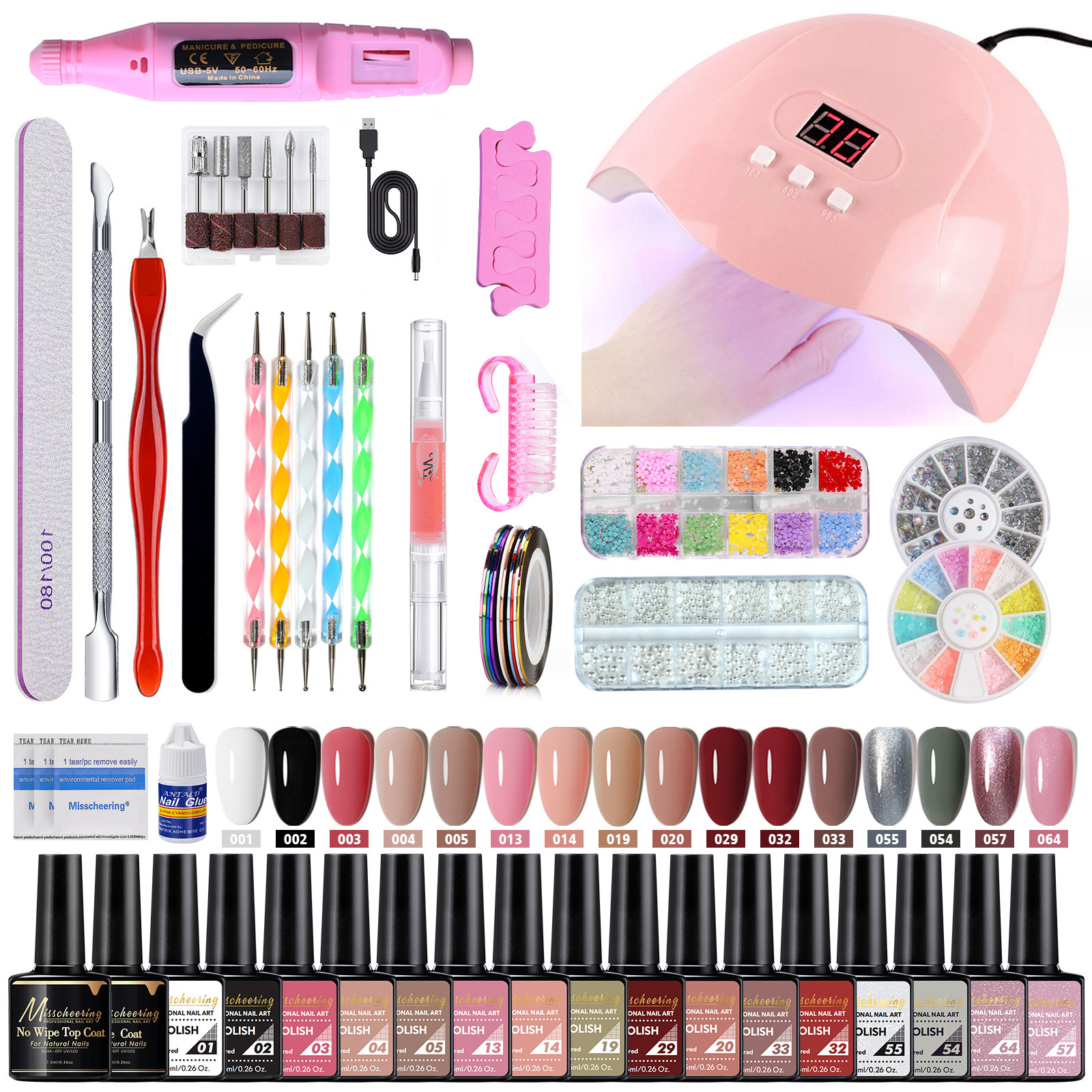 Cross-border nail polish glue 35 pieces suit nail mold brush nail nail lamp tool grinder grinding suit