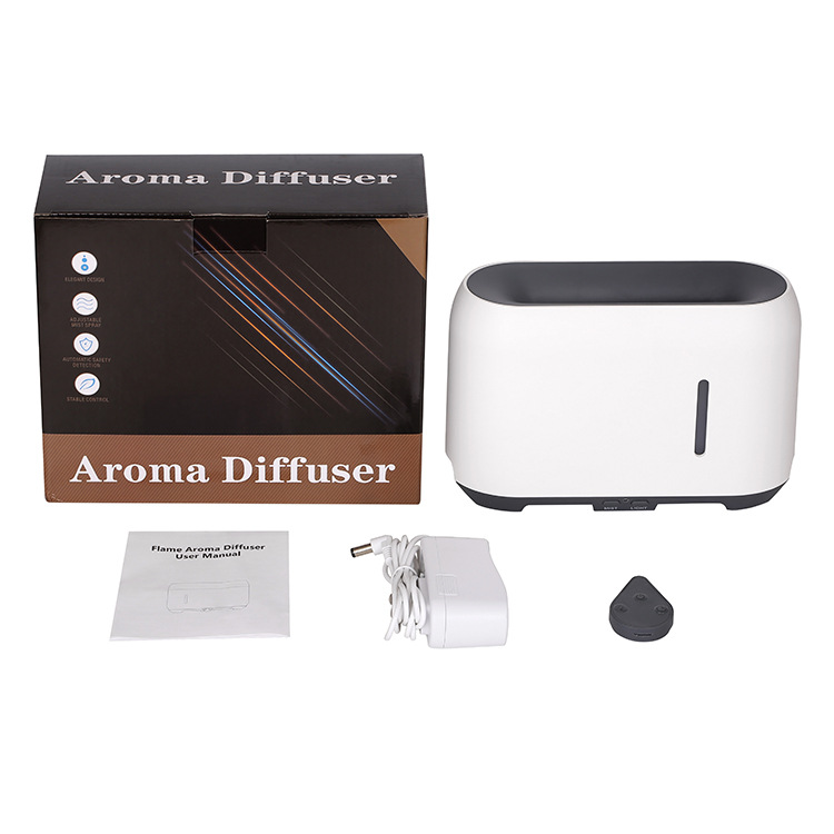 Innovative flame aromatherapy humidifier 24V wood grain essential oil 200ml large capacity LED spray aromatherapy machine