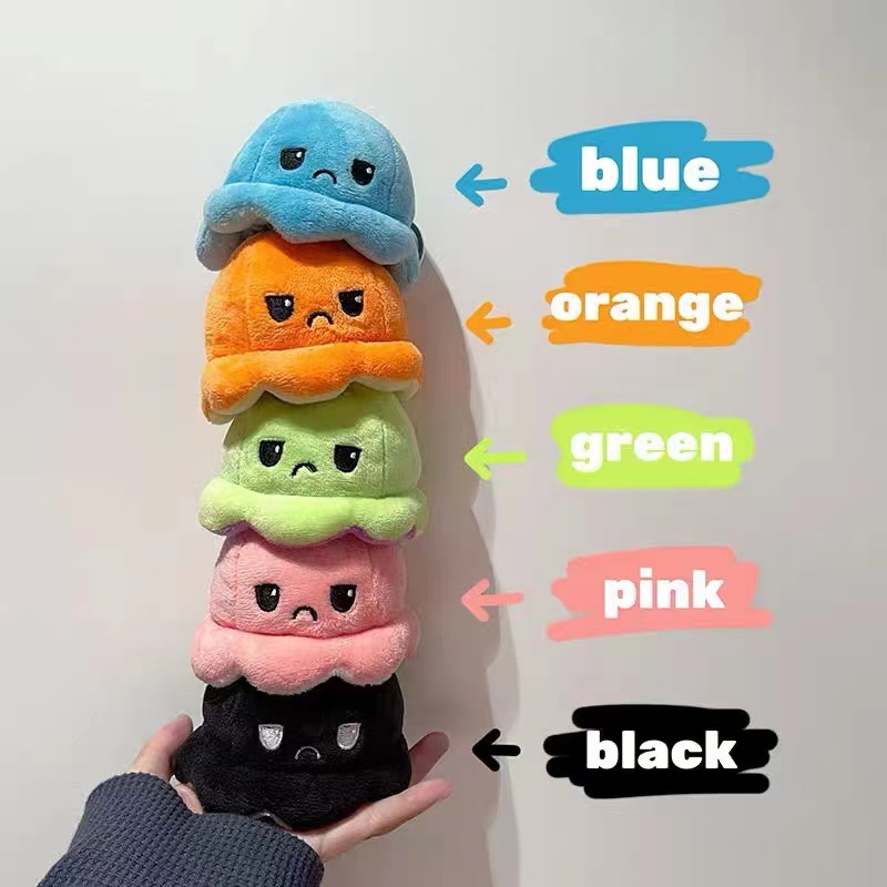 Cute Flip Face Small Octopus Pendant Bag Couple Keychain Plush Hanging Flip Octopus Bag Accessories