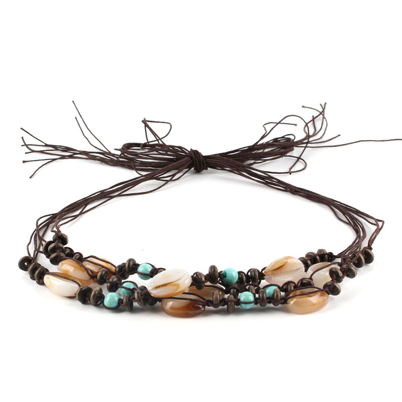Creative handmade diy hat accessories wholesale rice beads shell rope decoration summer straw hat belt small accessories