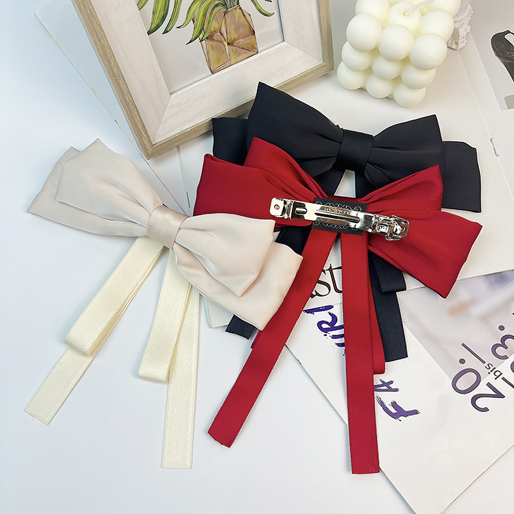 Grande fiocco nastro forcina orizzontale clip copricapo temperamento accessori per capelli alto senso indietro testa superiore clip molla clip all'ingrosso_voghion.com