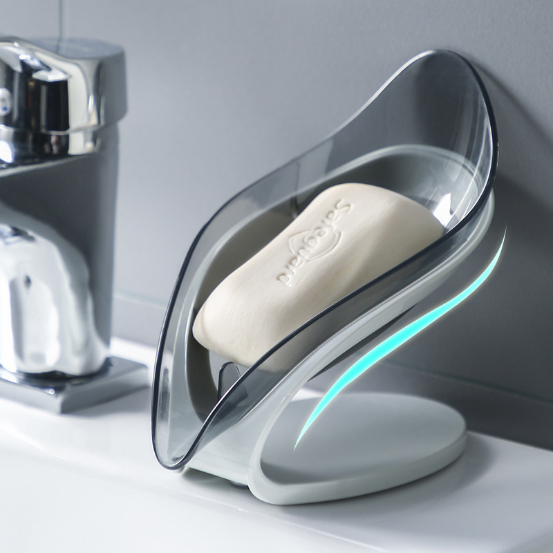 ディザトーン創造的透明樹葉形石けん盤浴室トイレ穴なし石けん棚葉石けん箱|undefined