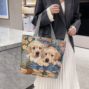 Foreign Trade Vintage Embroidered Knitted Cloth Bag Shoulder Bag Women's Schoolbag National Style Bag Cloth Bag Ethnic Style
