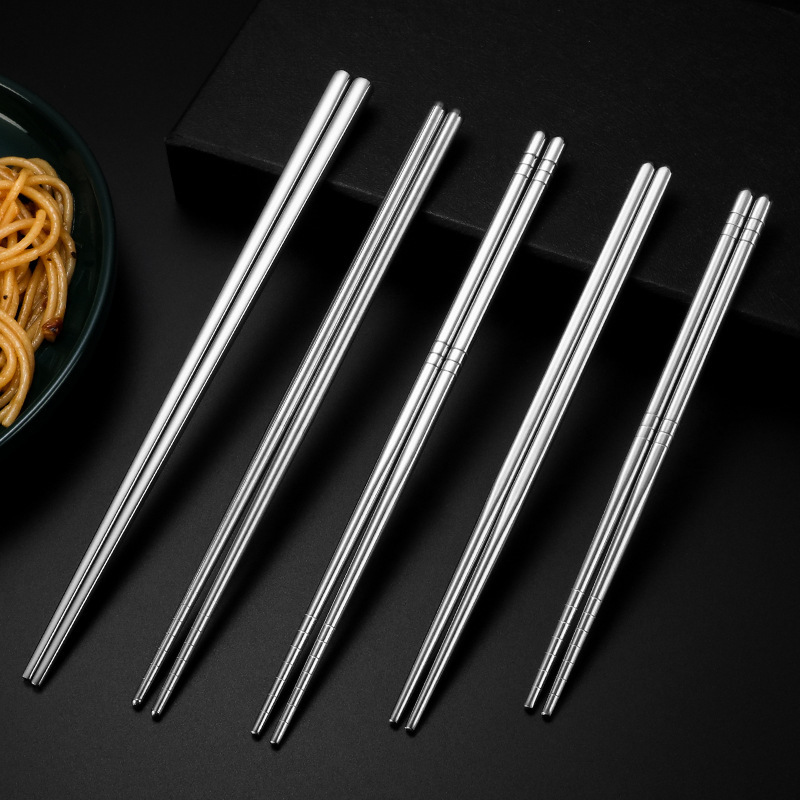 304 Square Stainless Steel Chopsticks Household Non-slip Personalized Kitchen Insulated Hollow Korean Style Chopsticks Household Chopsticks