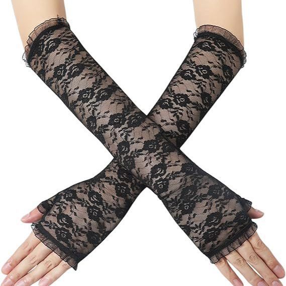 Long Half-Finger Lace Gloves Women's Summer Sunscreen Sleeve Driving Riding Sunshade Leaky Finger Protecting Arm Arm Sleeve Women
