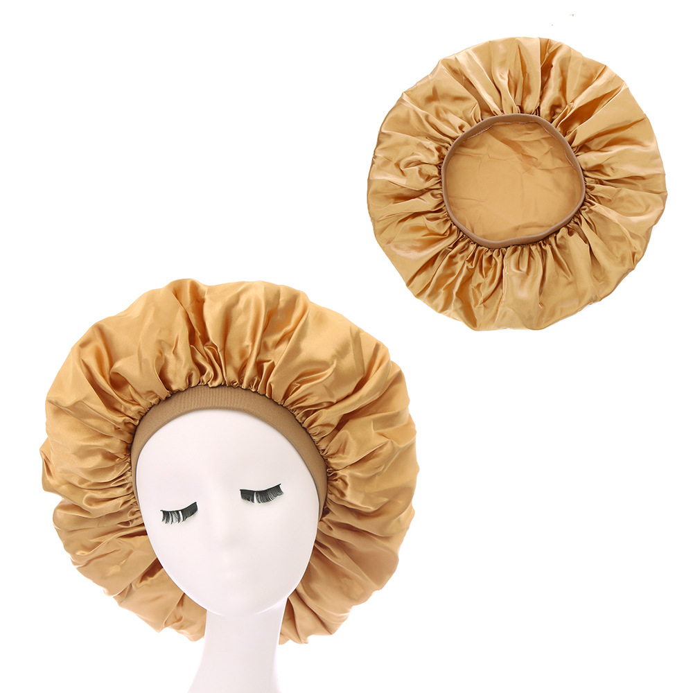 Extra large satin round hat elastic wide brim nightcap solid color chemotherapy hat