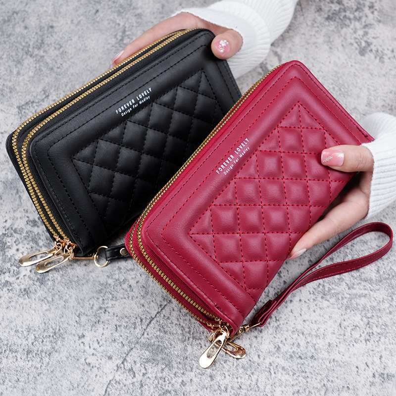 Wallet Women 2023 New Long Style Women's Hand-held Korean Style Casual Mobile Phone Bag Double Zipper Wallet Large Capacity Card Holder