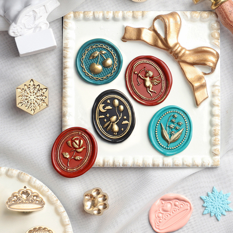 Embossed lacquer seal decoration wedding zinc alloy seal gift envelope sealed invitation hand account DIY