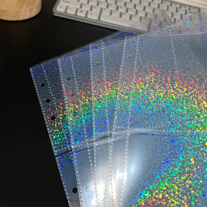 Laser love 6 holes stars 4 grid card page a5 loose-leaf book core bag card book 3 inch card storage book inner page bag