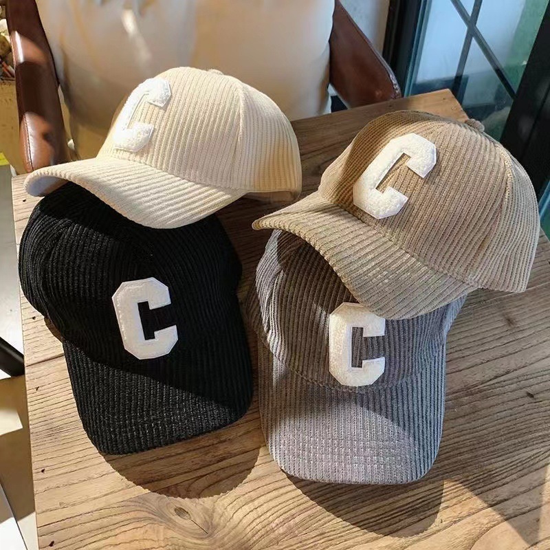 Baseball Cap Women's Autumn and Winter New Corduroy Sports C Letters Internet Popular Outdoor Same Style Men's Hard Top Duck Tongue Hat