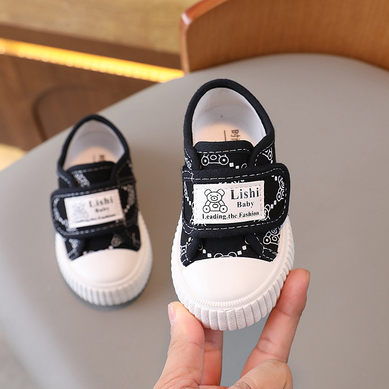 Children's canvas shoes spring and autumn boys' cloth shoes baby boys' shoes soft bottom toddler shoes girls' sports shoes breathable