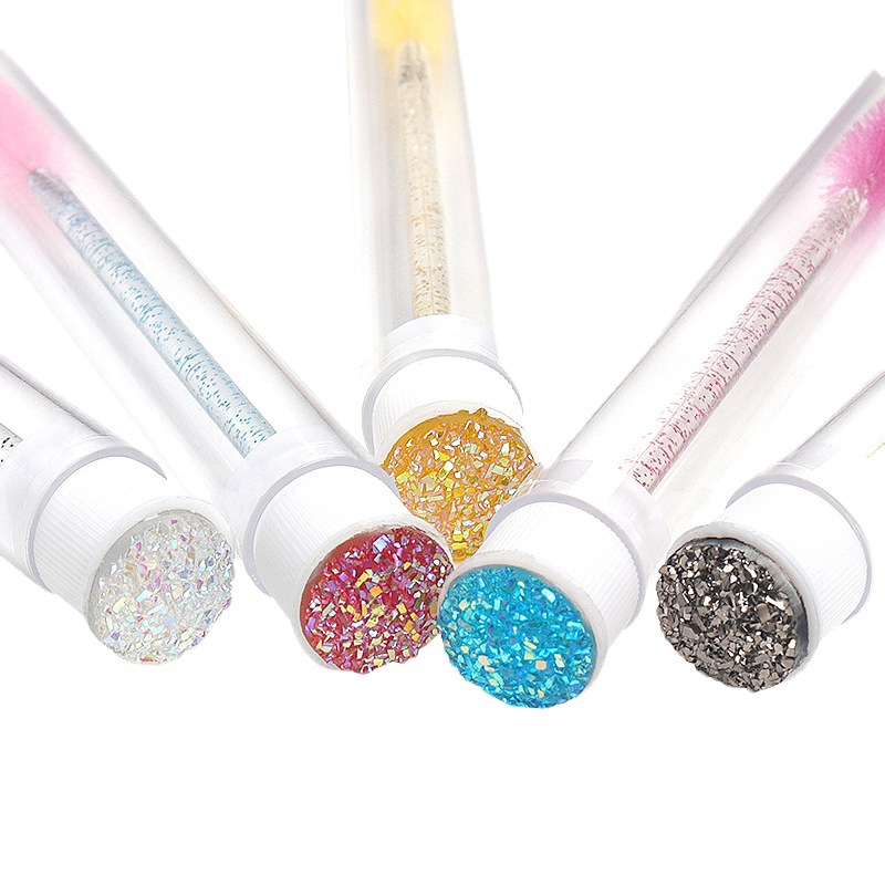 Eyelash Brush with Drill Tube Disposable Crystal Rod Eyelash Brush Curl Eyebrow Comb Portable Makeup Eyelash Brush