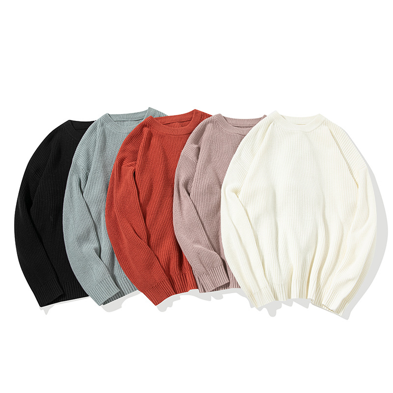 Autumn and Winter Thick Loose Youth Spot Youth Cotton Crewneck Men's Loose Casual Knitted Sweater Men's Sweater