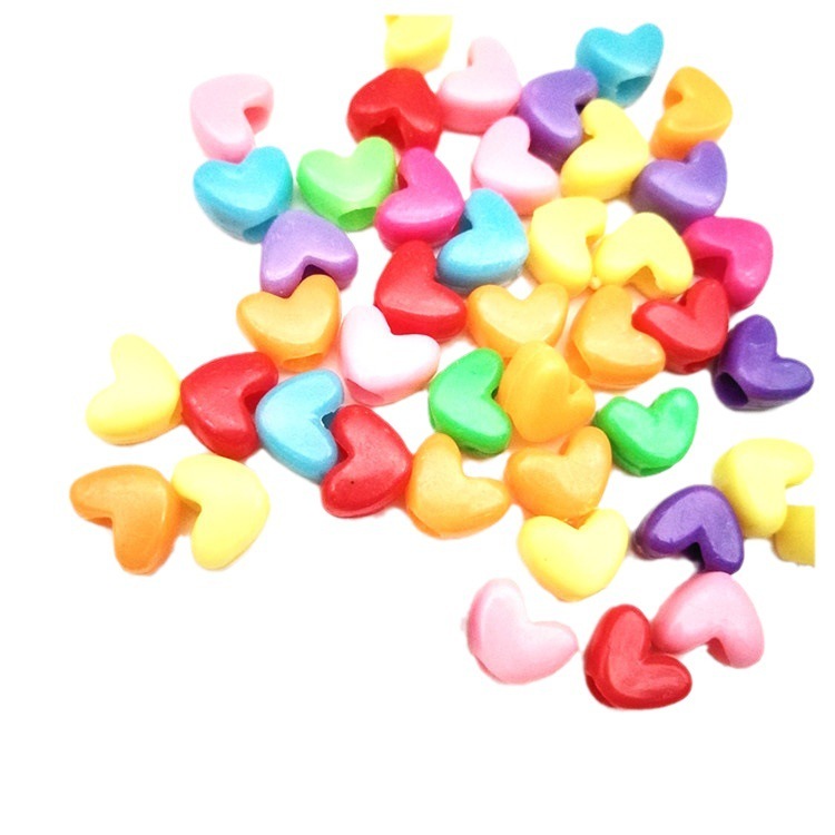 Diy手作りビーズアクセサリー卸売りカラープラスチック大穴愛珠直穴小桃心珠卸売り|undefined