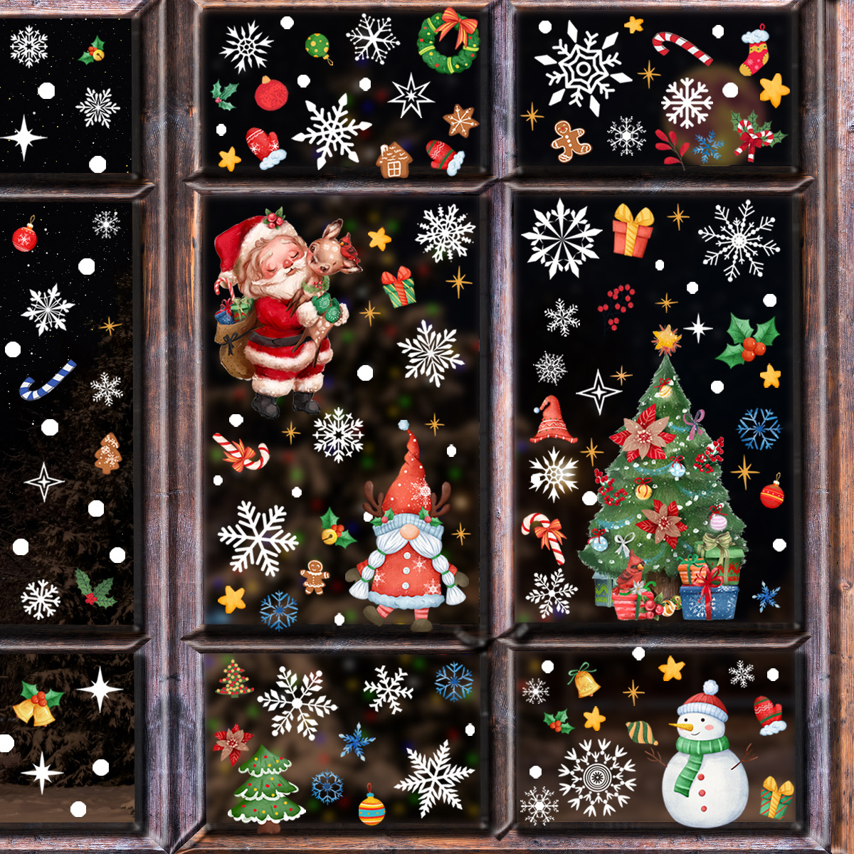 A variety of wall stickers snowflake Christmas tree Christmas wall stickers electrostatic Glass stickers windows double-sided visual home decoration wall stickers