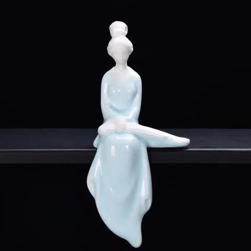 Pu Tao Tang Creative Celadon Flower Pet Tea Pet Qin Chess Painting Classical Ladies Desktop Ornaments Bonsai Simple Decorations