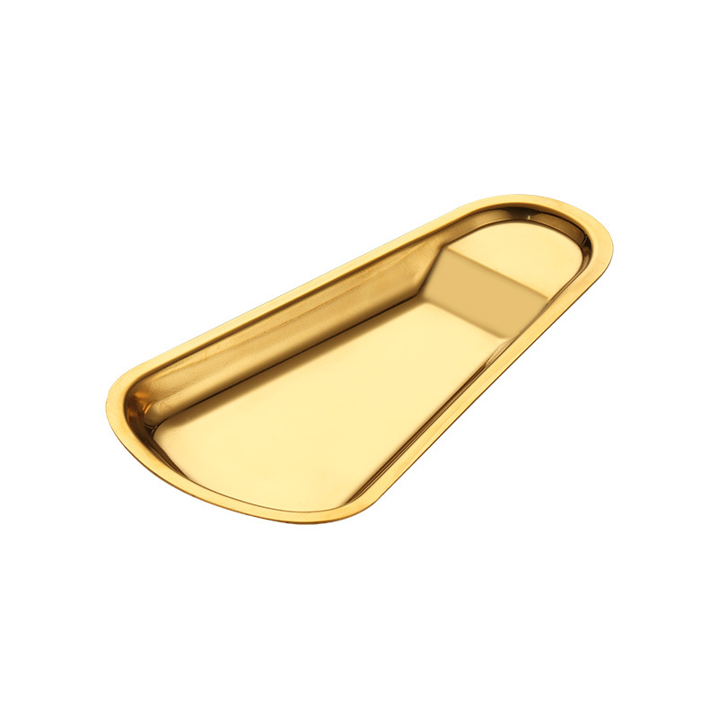 Golden Stainless Steel Fan-shaped Shelf Tray Spoon Holder Meal Clip Food Clip Square Buffet Plate Holder Tableware Rack Dish