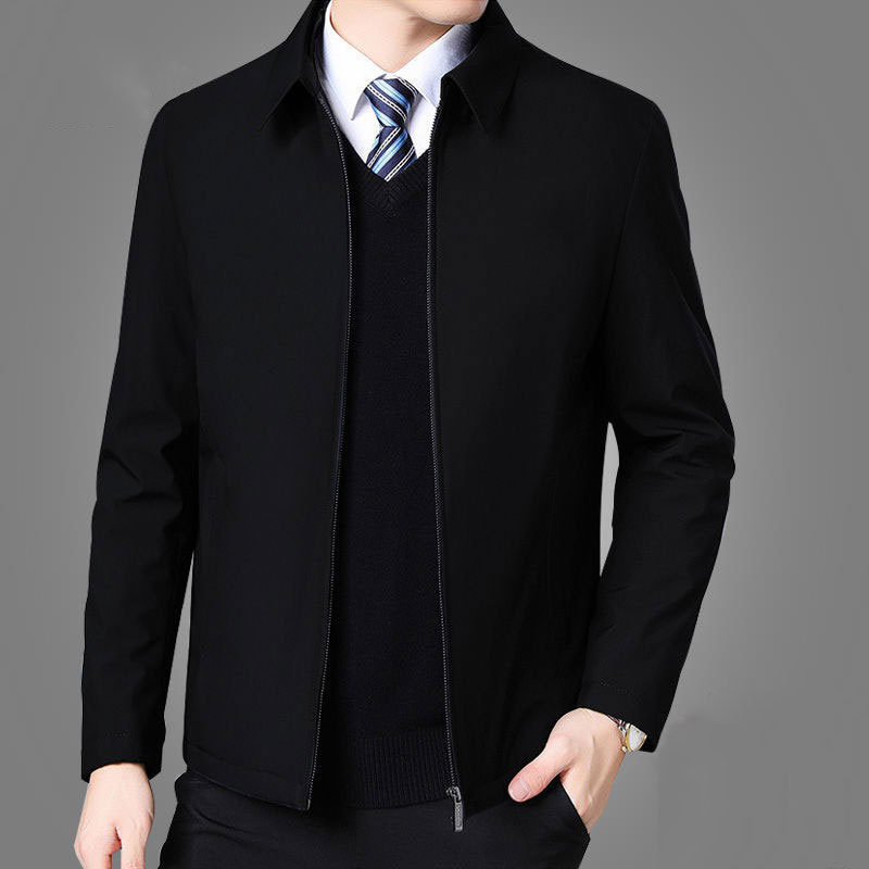 Middle-aged Jacket Men's Loose Coat Spring and Autumn Casual Top Large Size Dad's Business Men's Coat