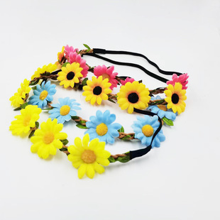 Korean New Arrival Bridal Hair Band Flower Braid Small Chrysanthemum Flower Led Hair Band Amazon Hair Rope Women's Seaside Vacation Head