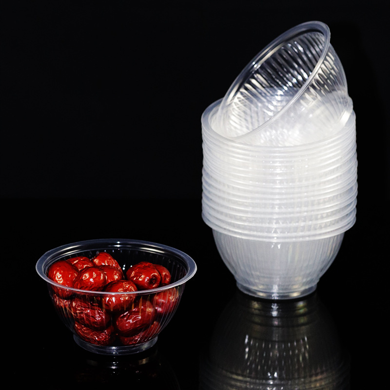 使い捨てプラスチックボウル360ml中椀透明円形無蓋縞スープボウル厚さ透明ppプラスチックボウル|undefined