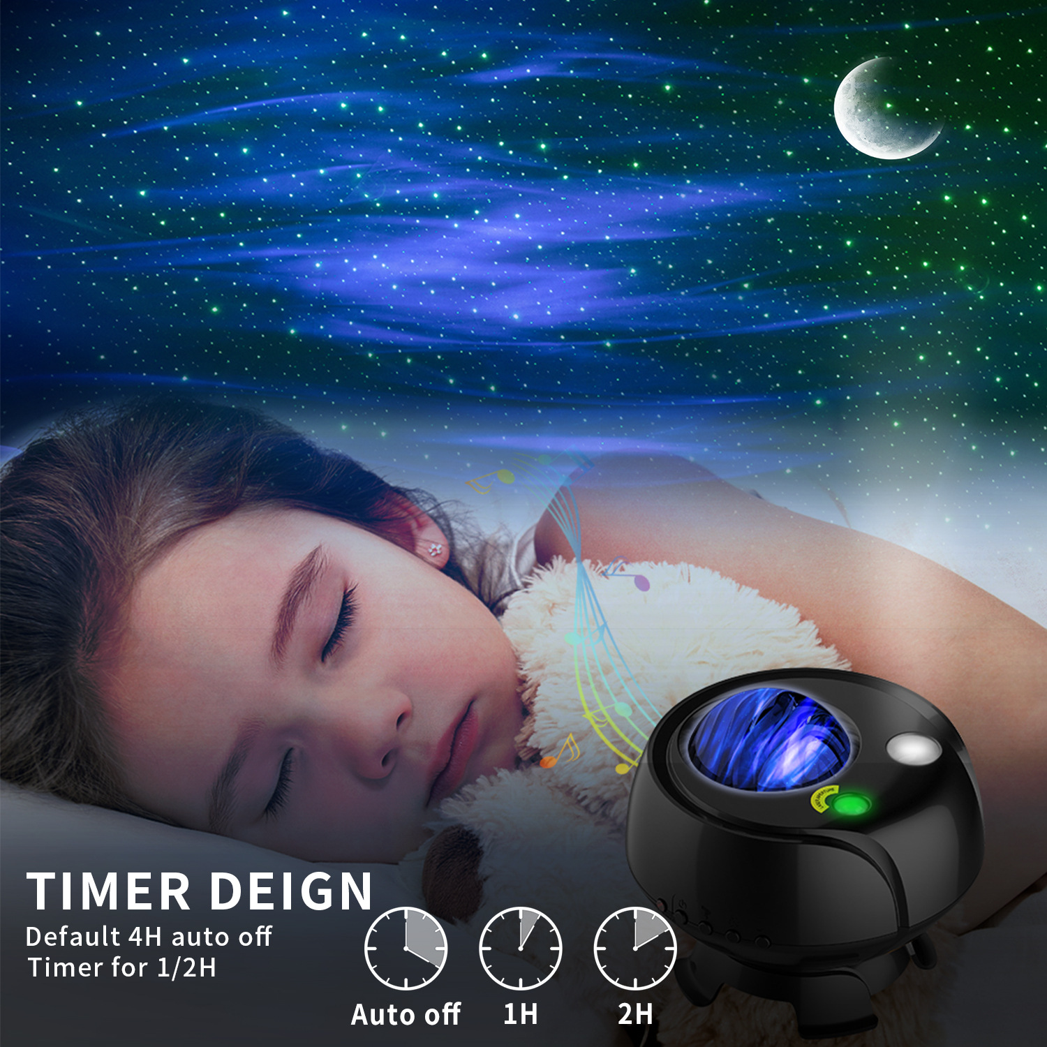 Northern lights atmosphere light cross-border water ripple Bluetooth speaker bedroom projection light birthday gift Star Light Night Light