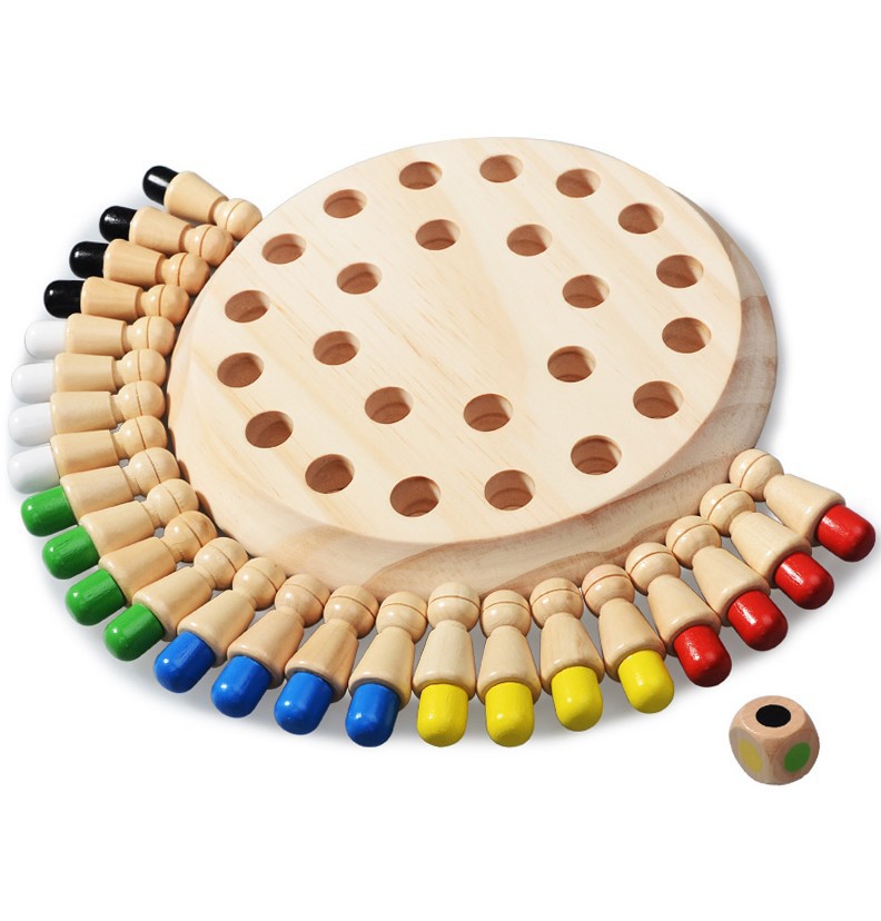 Children's wooden intelligence desktop game chess color memory chess pieces baby memory development training parent-child toys
