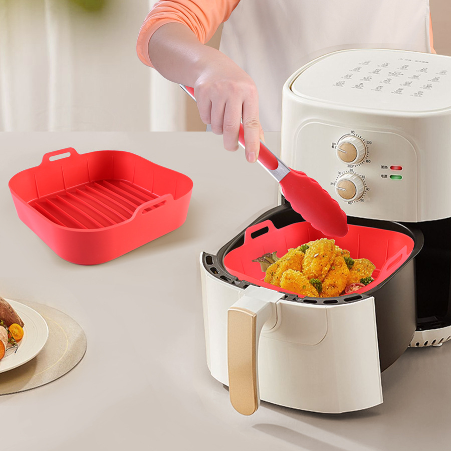 Silicone Air Fryer Accessories Set, Round Heat Insulating and Oil-Proof Baking Tray, Air Fryer Silicone Pot