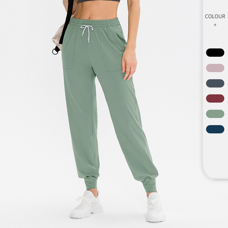 New loose yoga trousers women's elastic casual sports elastic ankle-tied pants quick-drying running fitness pants 12362