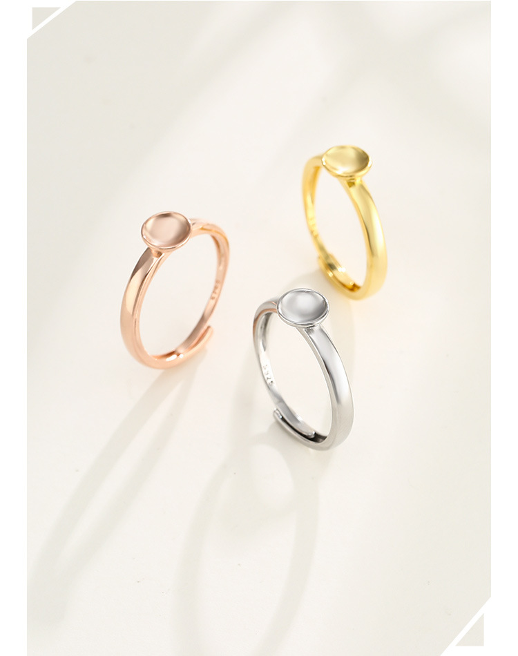Bague en argent S925 tête de garniture vide avec aiguille support de bague en argent multi-pierres pour hommes et femmes support de bague support de bague en perles rondes en cire d'abeille DIY_voghion.com